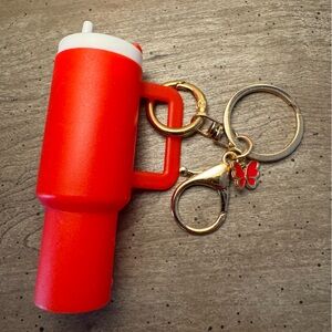 Red Mini Tumbler with matching Butterfly Keychain/Bag Charm